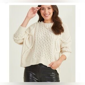 ARULA Cream Cable Knit Sweater